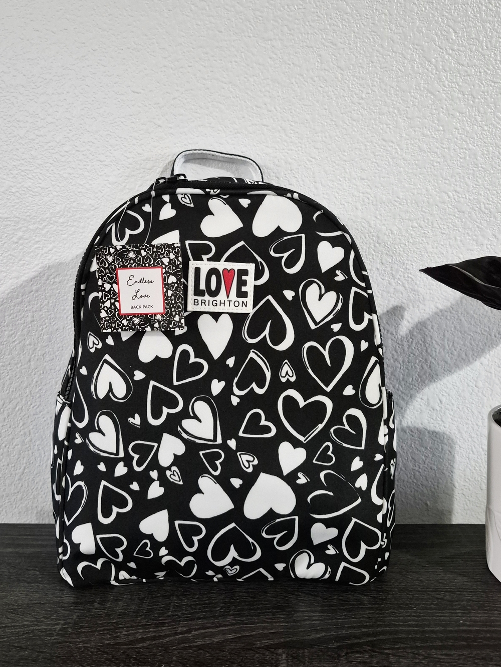 NEW Brighton LOVE Black & White Heart Print Backpack
